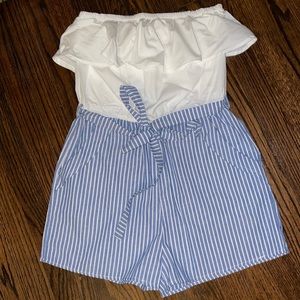 Revamped blue and white romper
